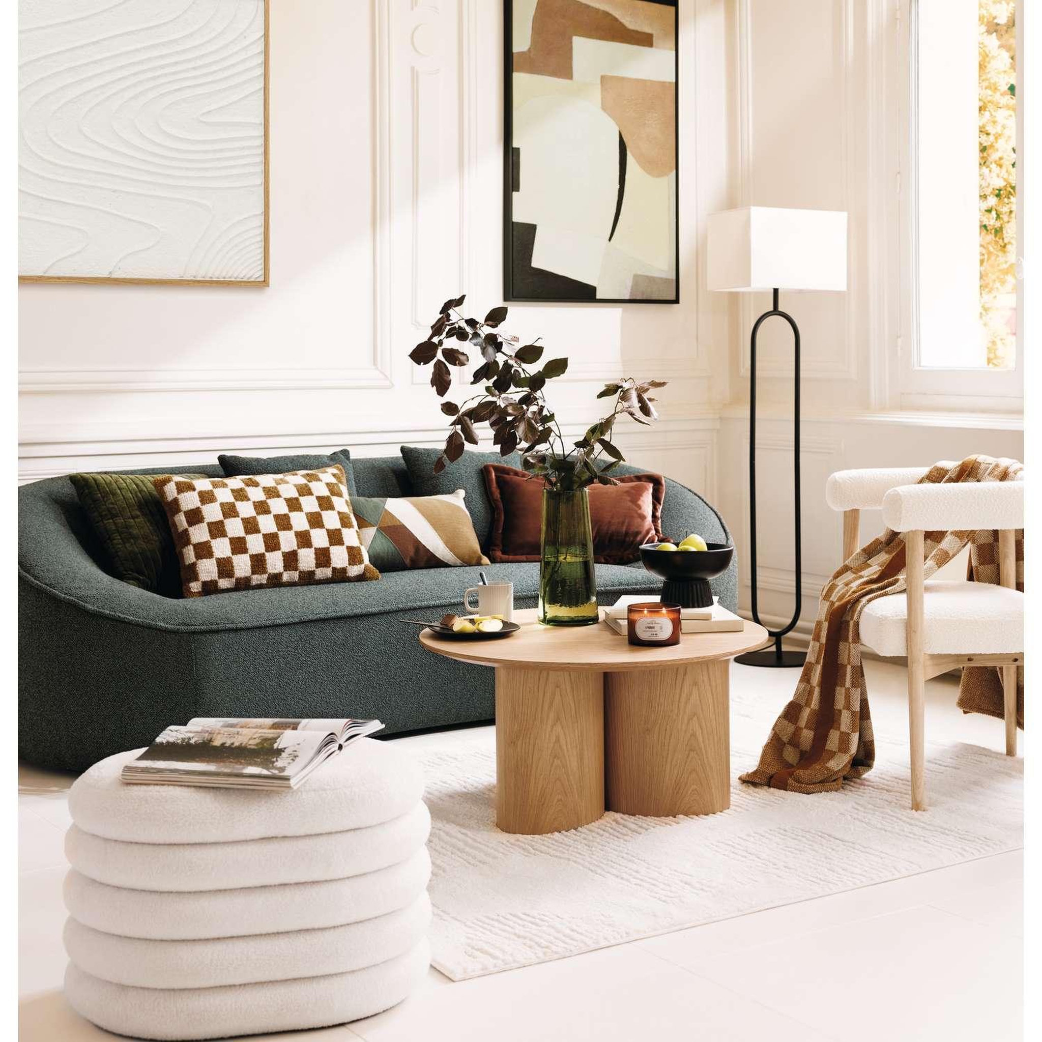 Voir la diapositive 2 : ATMOSPHERA Pouf de rangement en bouclette guilia - blanc