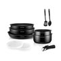 Voir la diapositive 2 : Arthur Martin Batterie de cuisine 10 pieces Arthur Martin - Aluminium - Tous feux sauf induction - Noir
