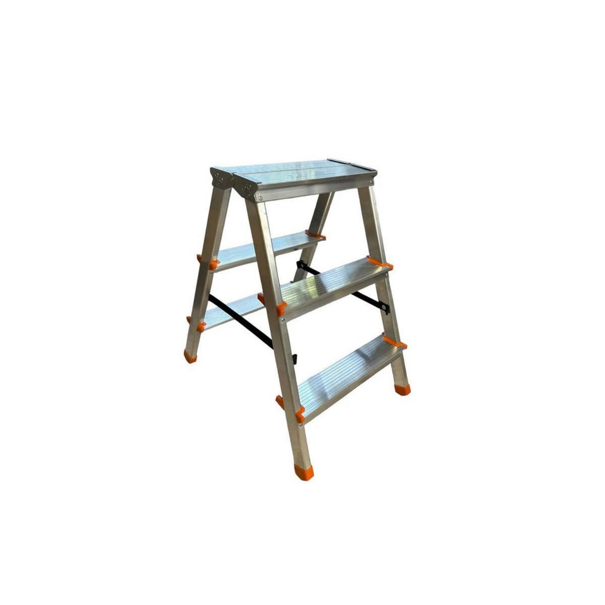 BRIXO Escabeau 3 marches Marche-pied Aluminium Charge 125 kg Pliable Pieds anti-dérapants BRIXO