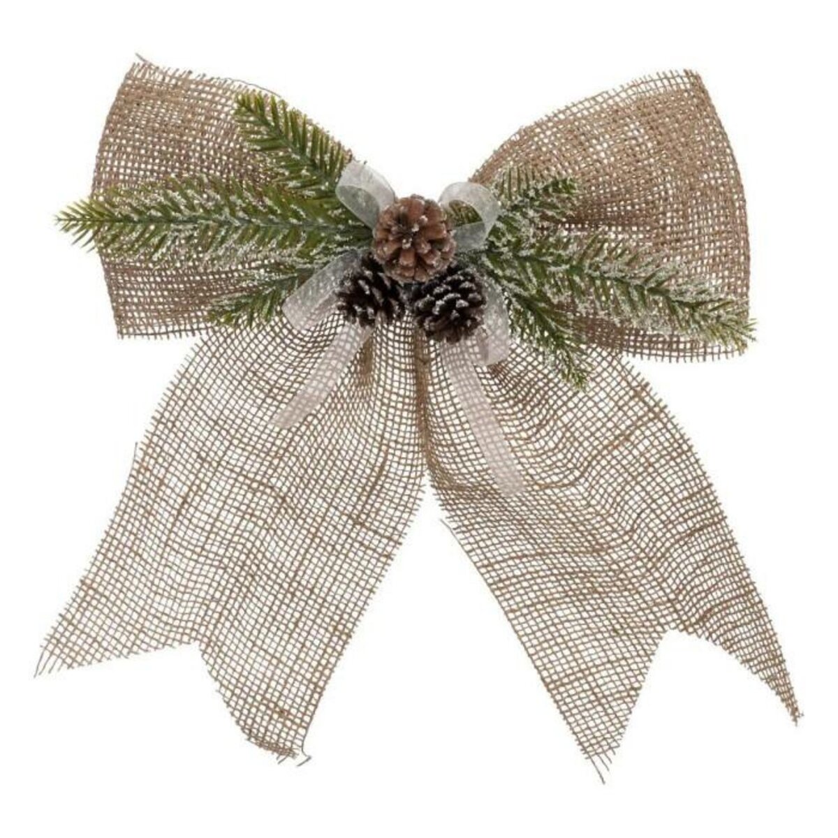 ATMOSPHERA Sujet de Noël en Jute  Nœud Pomme de Pin  38cm Beige