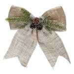 ATMOSPHERA Sujet de Noël en Jute  Nœud Pomme de Pin  38cm Beige