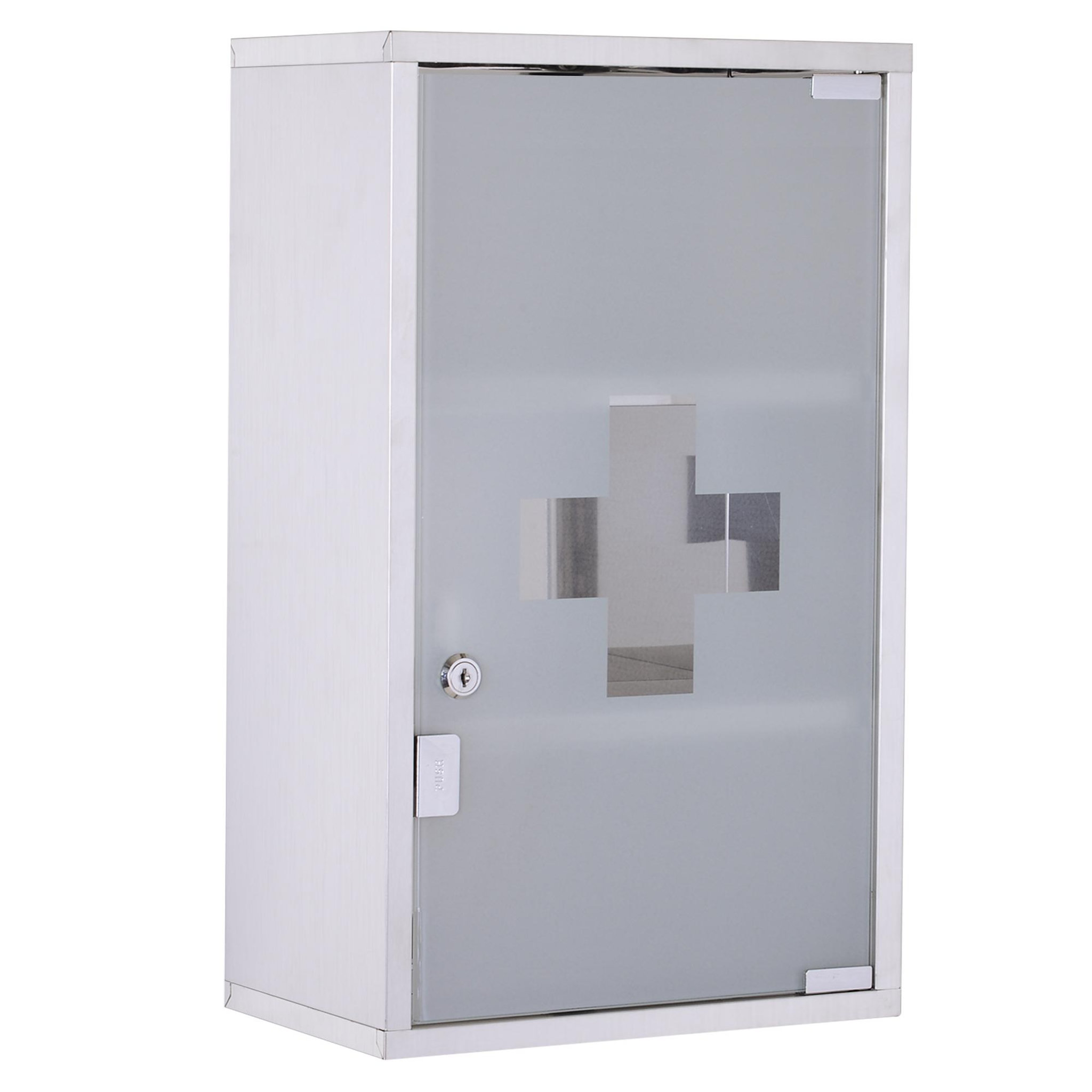 HOMCOM Armoire à pharmacie murale verrouillable 3 niv. Acier inox
