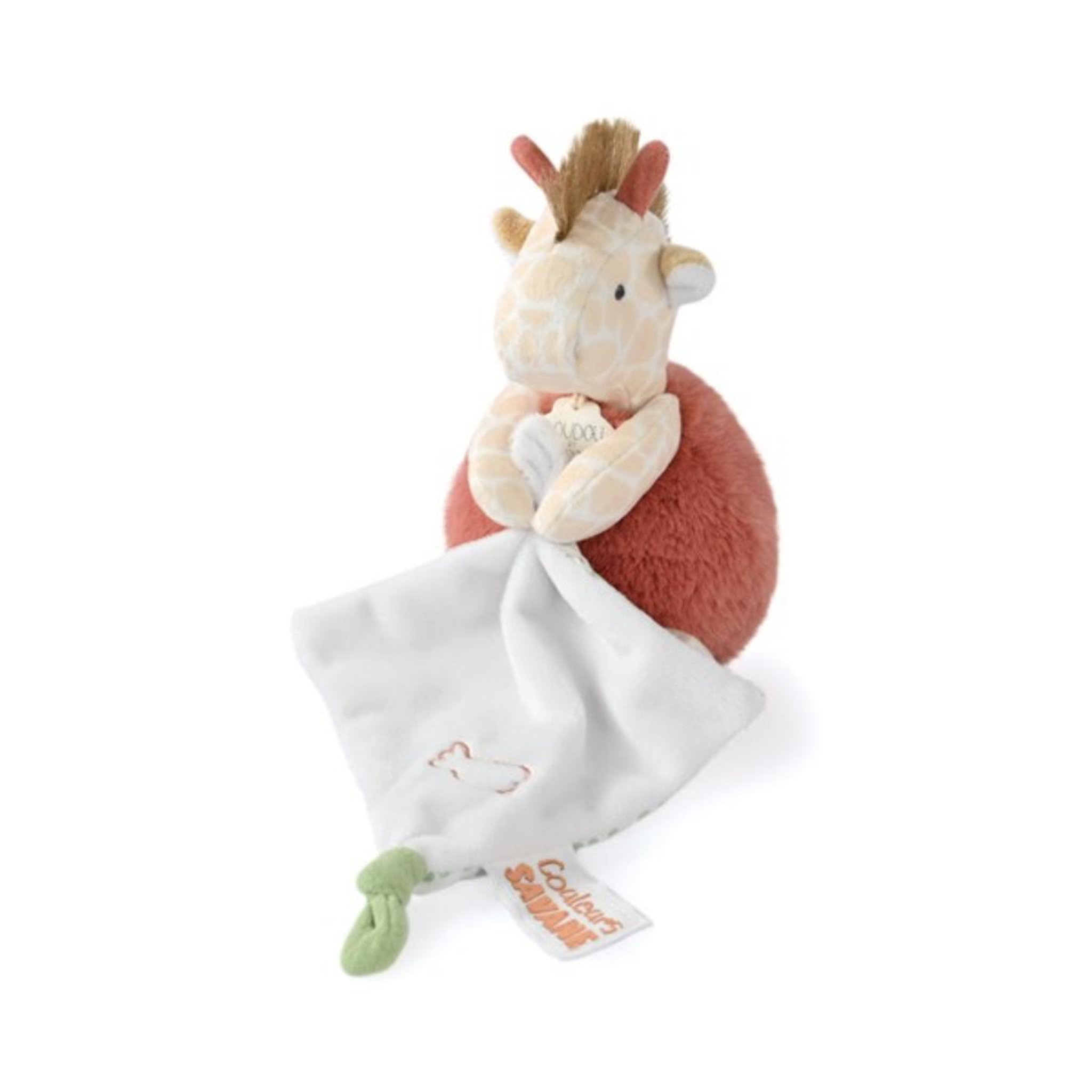 Voir la diapositive 2 : DOUDOU ET COMPAGNIE Peluche girafe avec doudou mouchoir - 15 cm