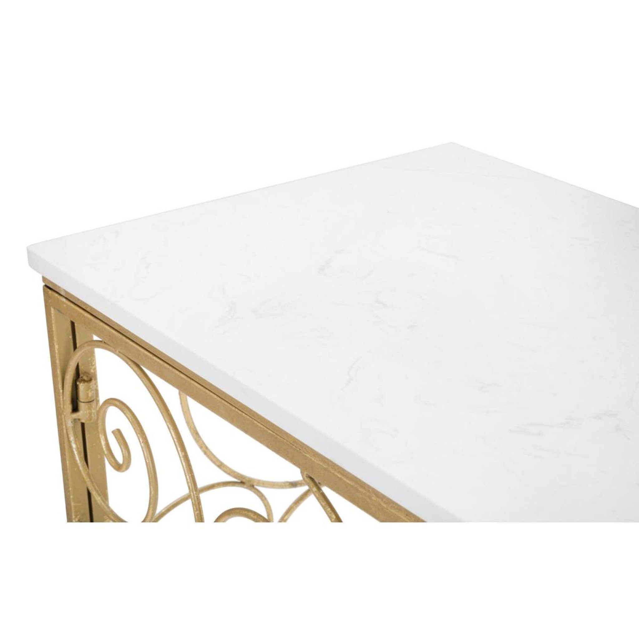 Voir la diapositive 5 : Paris Prix Console design en marbre  spirale  140cm blanc & or