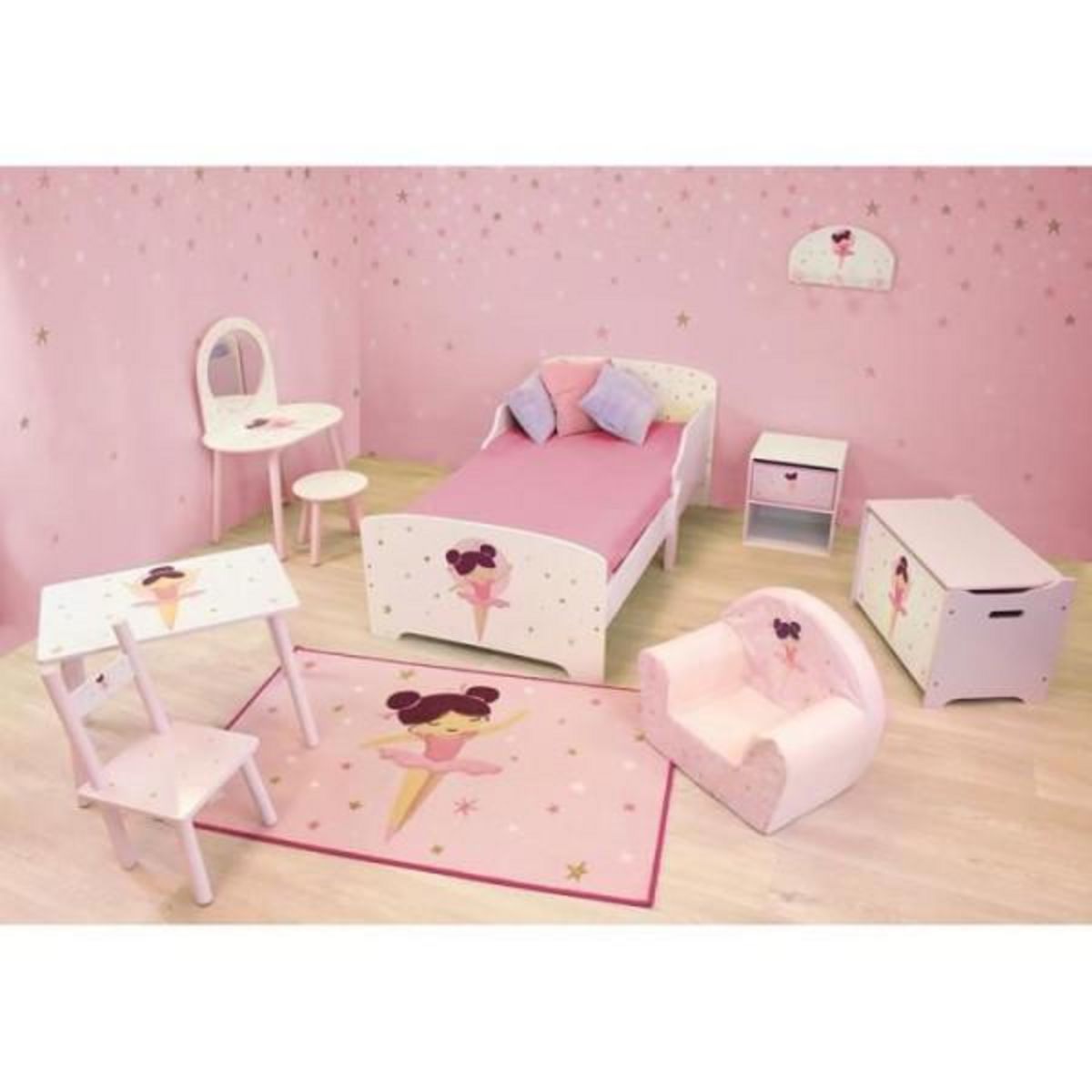 Fun House Coffret a jouets en bois - Danseuse Ballerine - FUN HOUSE - H.40 x L.58 x P.36 cm