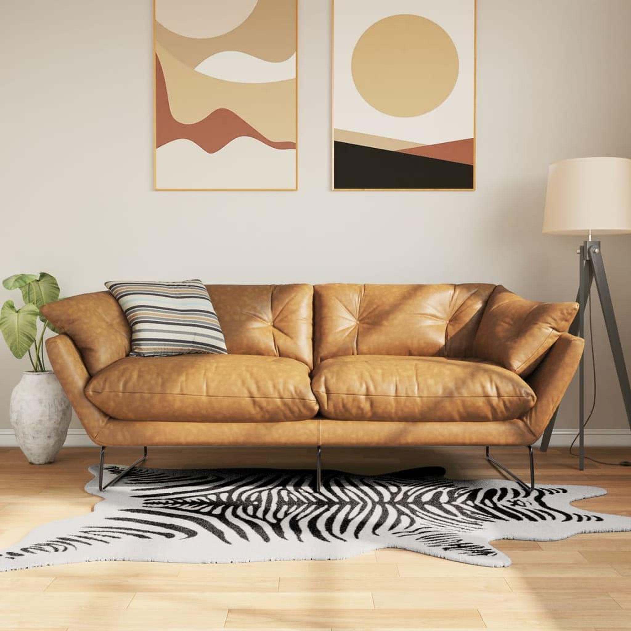 VIDAXL Tapis noir et blanc 120x170 cm motif zebre lavable antiderapant