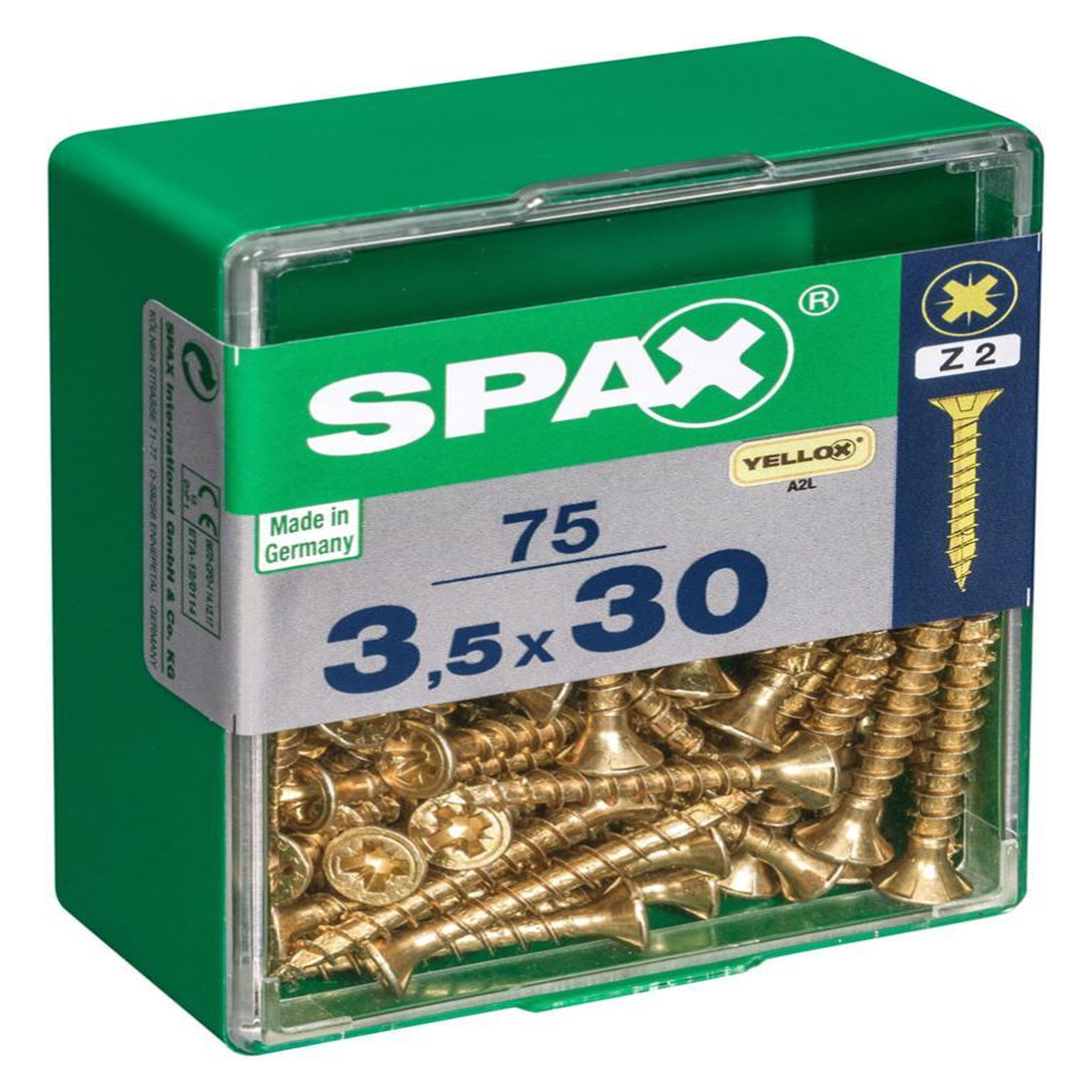 CENTRALE BRICO Lot de 75 vis acier tête fraisée pozidriv SPAX, Diam.3.5 mm x L.30 mm