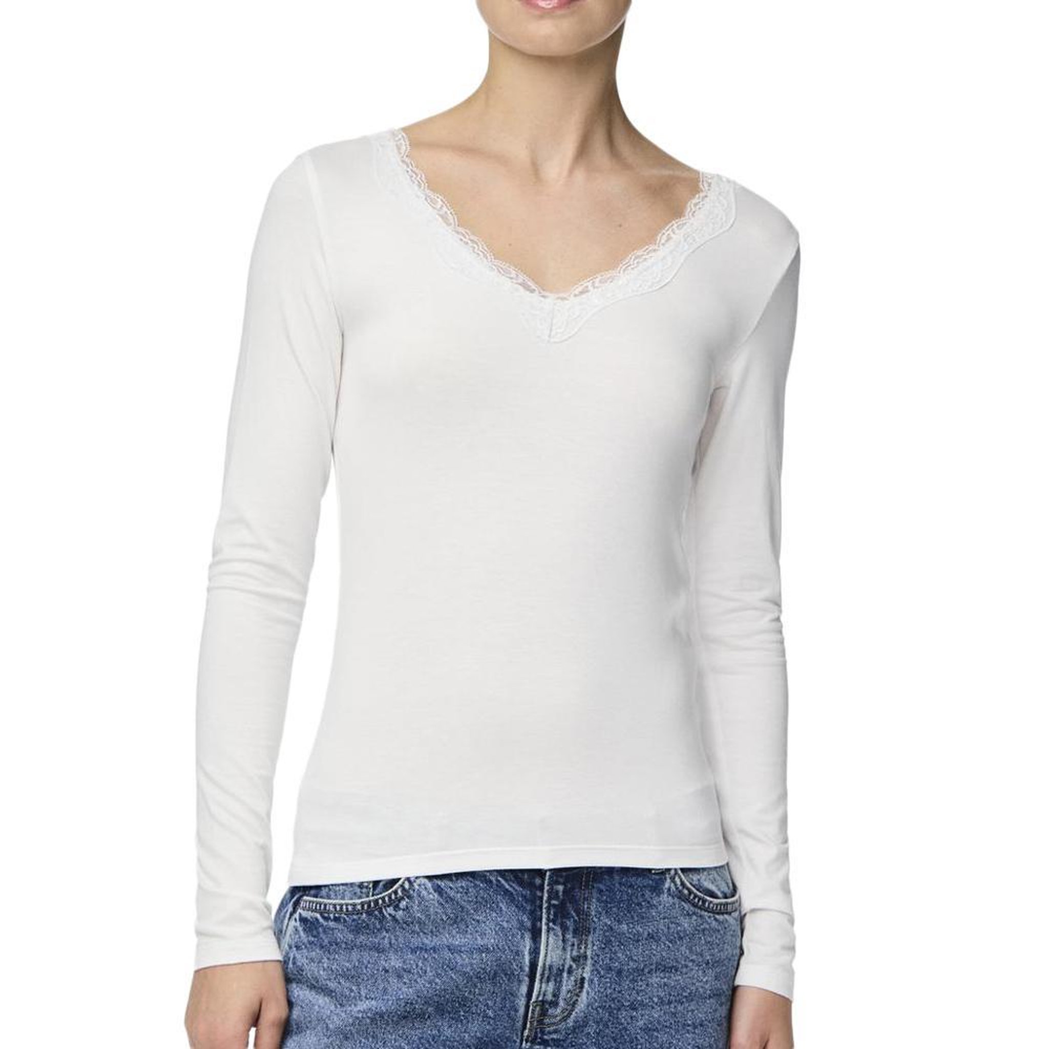 Pieces T Shirt  Femme Pieces Pcbarbera. Coloris disponibles : Blanc