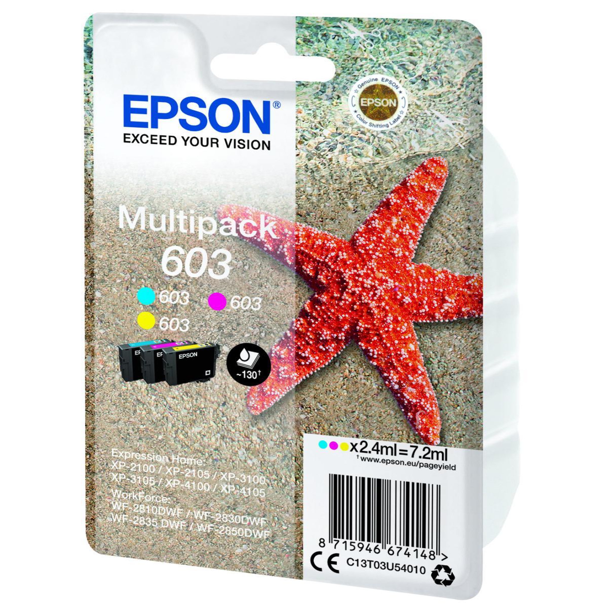Voir la diapositive 3 : Epson Encre - EPSON - Multipack 3 couleurs - Étoile de mer 603