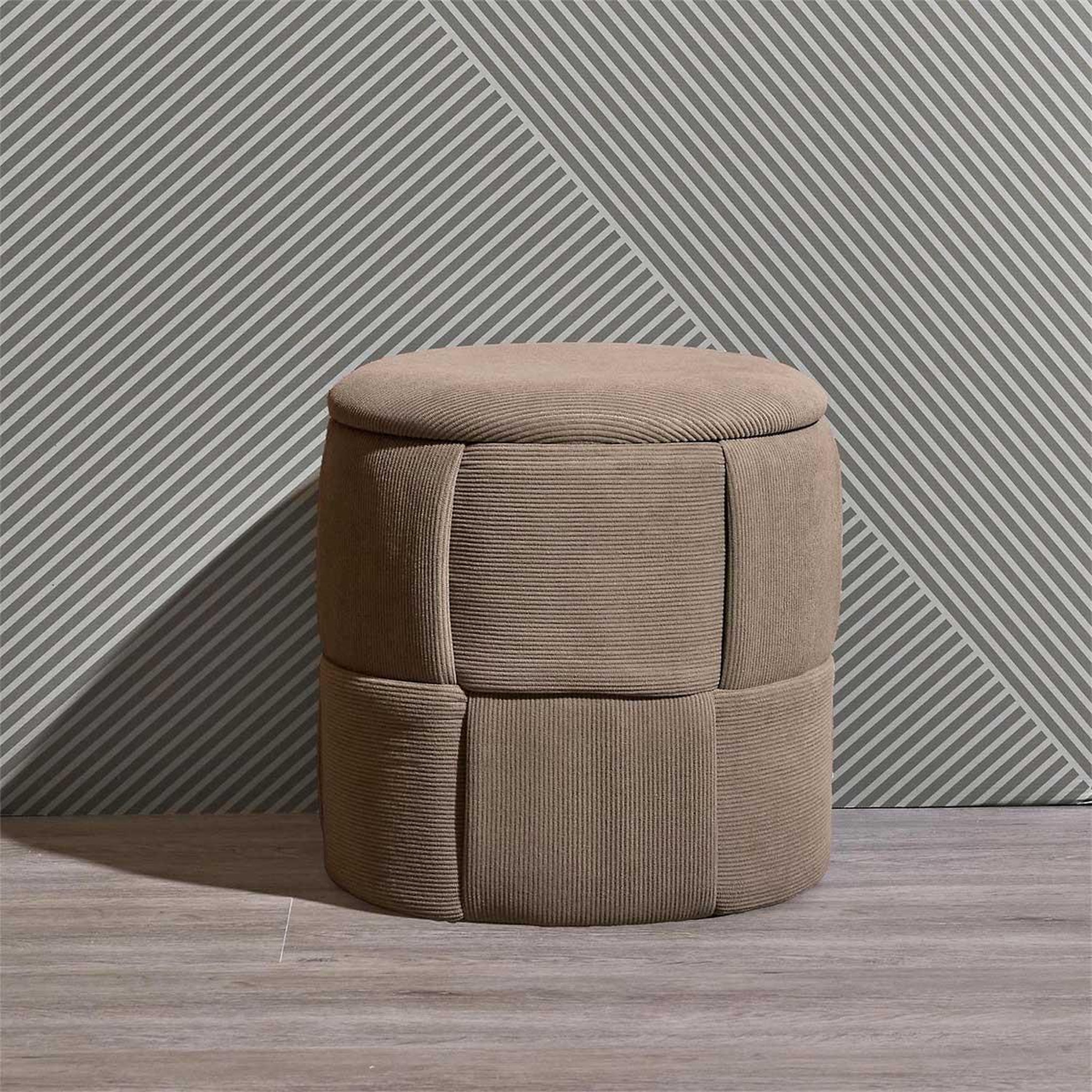 Voir la diapositive 6 : The Home Deco Factory Pouf Coffre Tressé Côtelé  Jules  38cm Taupe