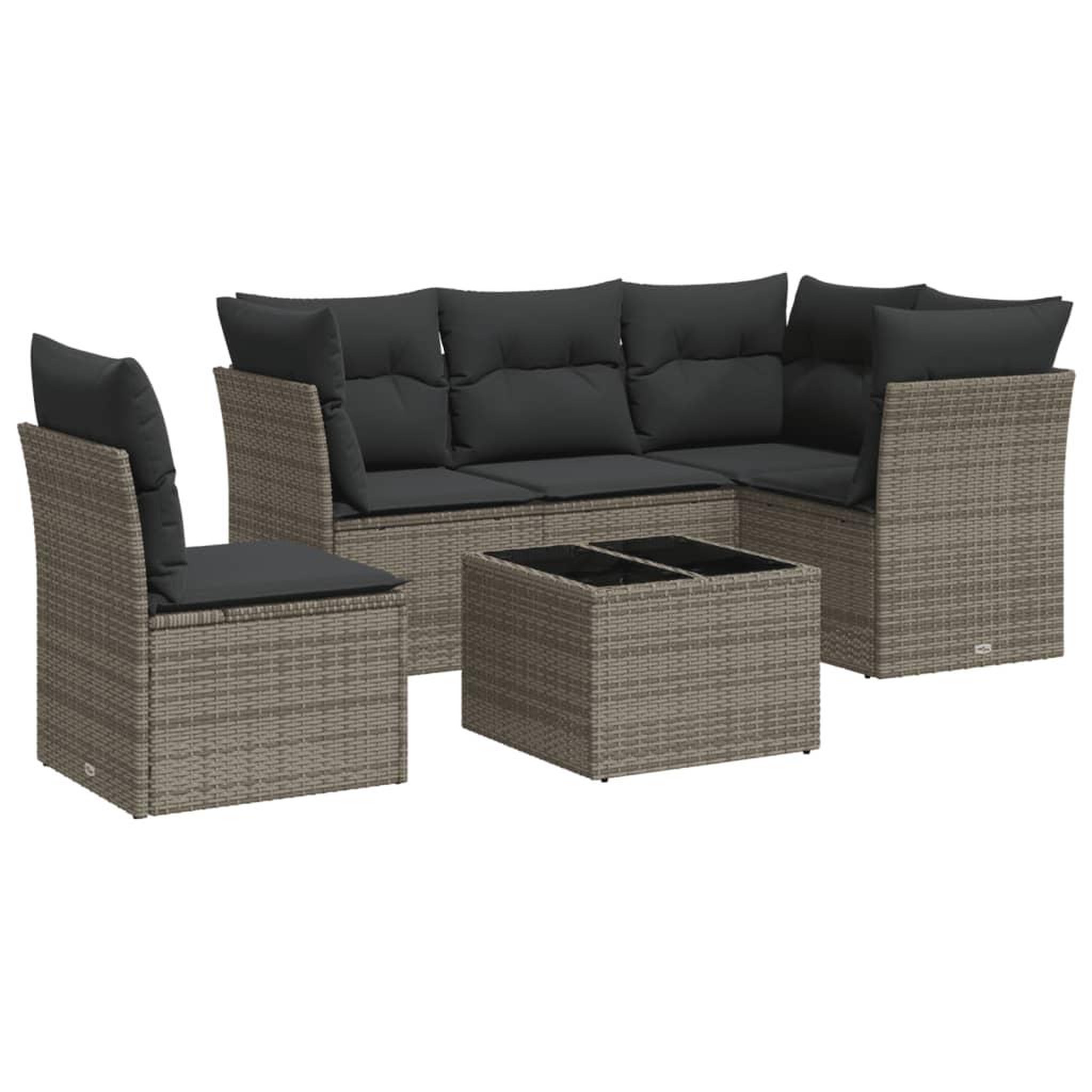 Voir la diapositive 2 : VIDAXL Salon de jardin 6 pcs avec coussins gris resine tressee