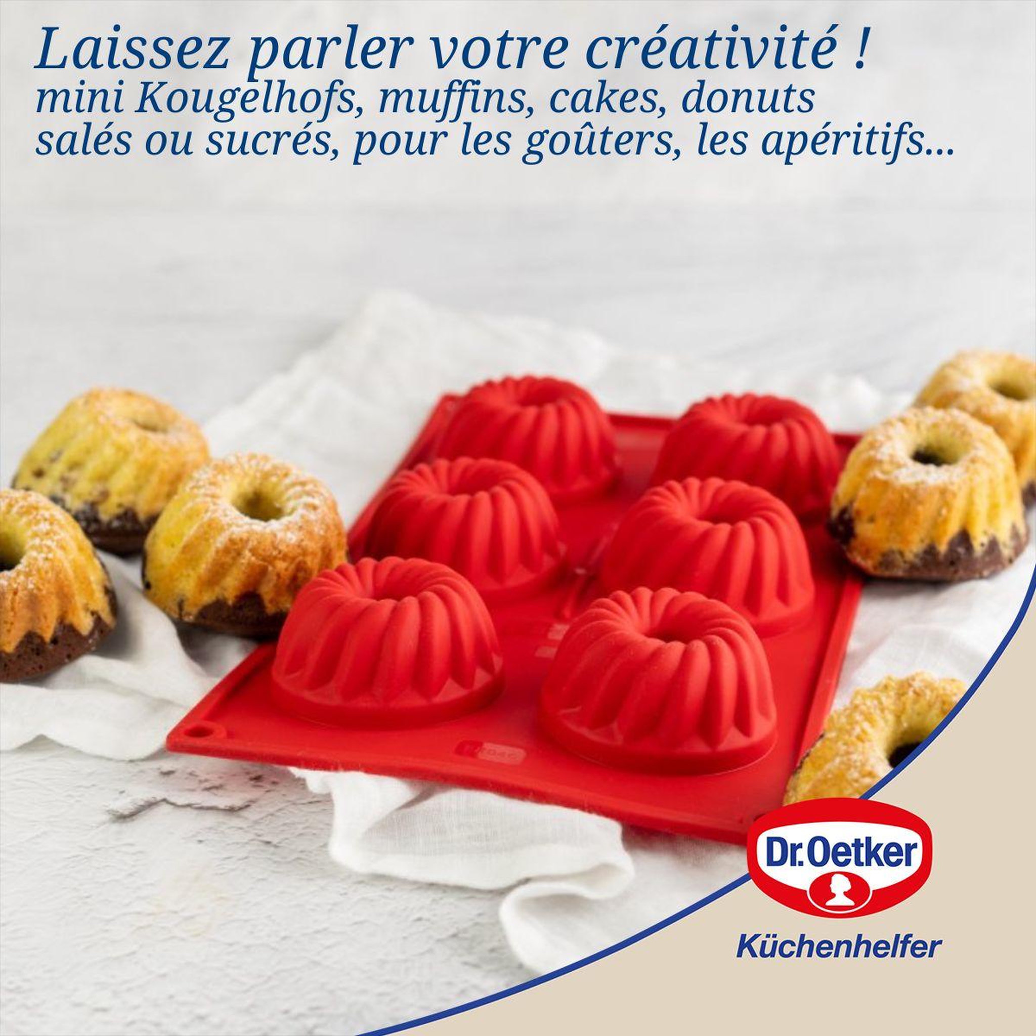 Voir la diapositive 4 : DR.OETKER Moule à kougelhofs 6 empreintes 30 cm dr.oetker flexxibel love