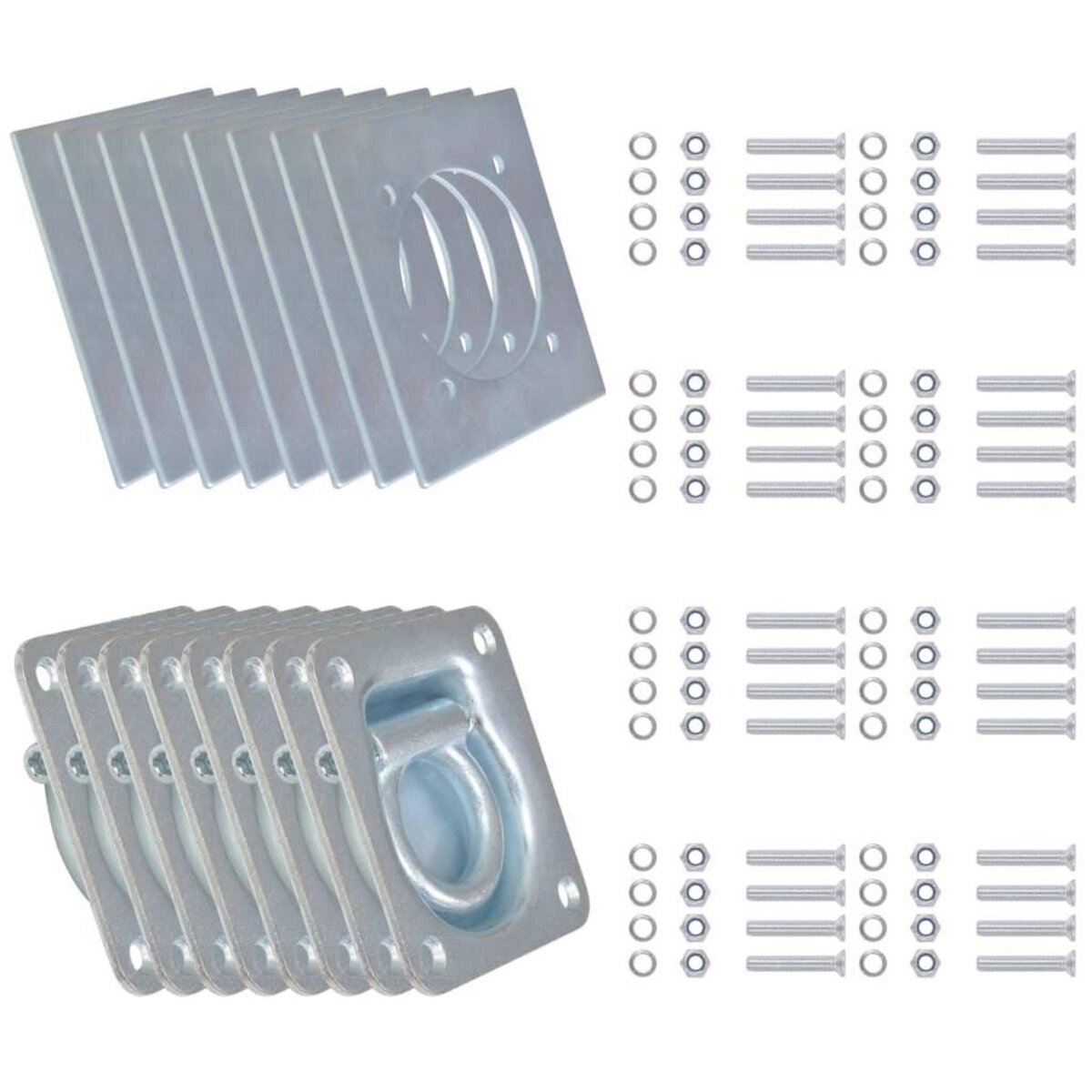 VIDAXL Anneau d'arrimage pour remorque 8 pcs Acier galvanise 2000 kg