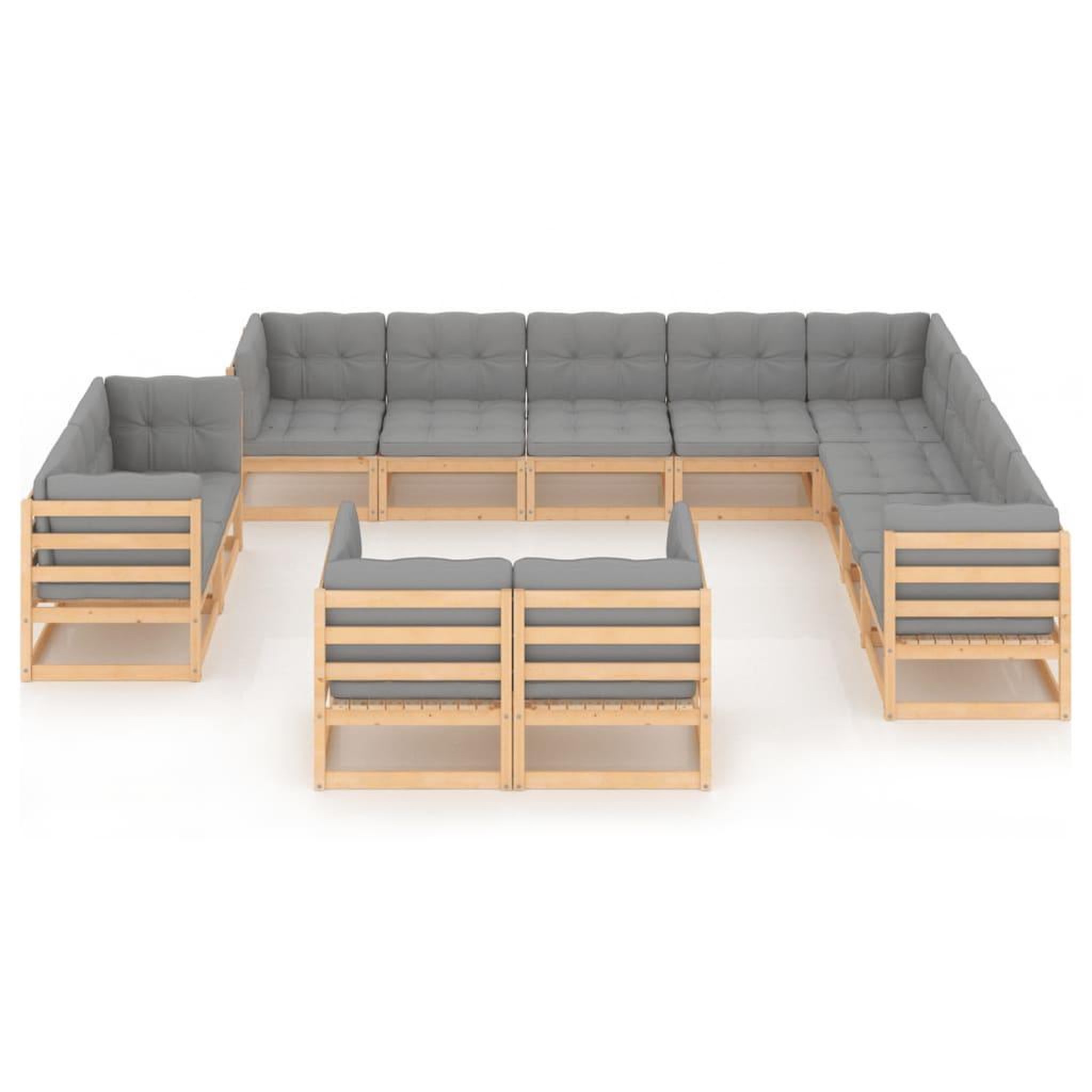 Voir la diapositive 3 : VIDAXL Salon de jardin 12 pcs avec coussins Bois de pin massif