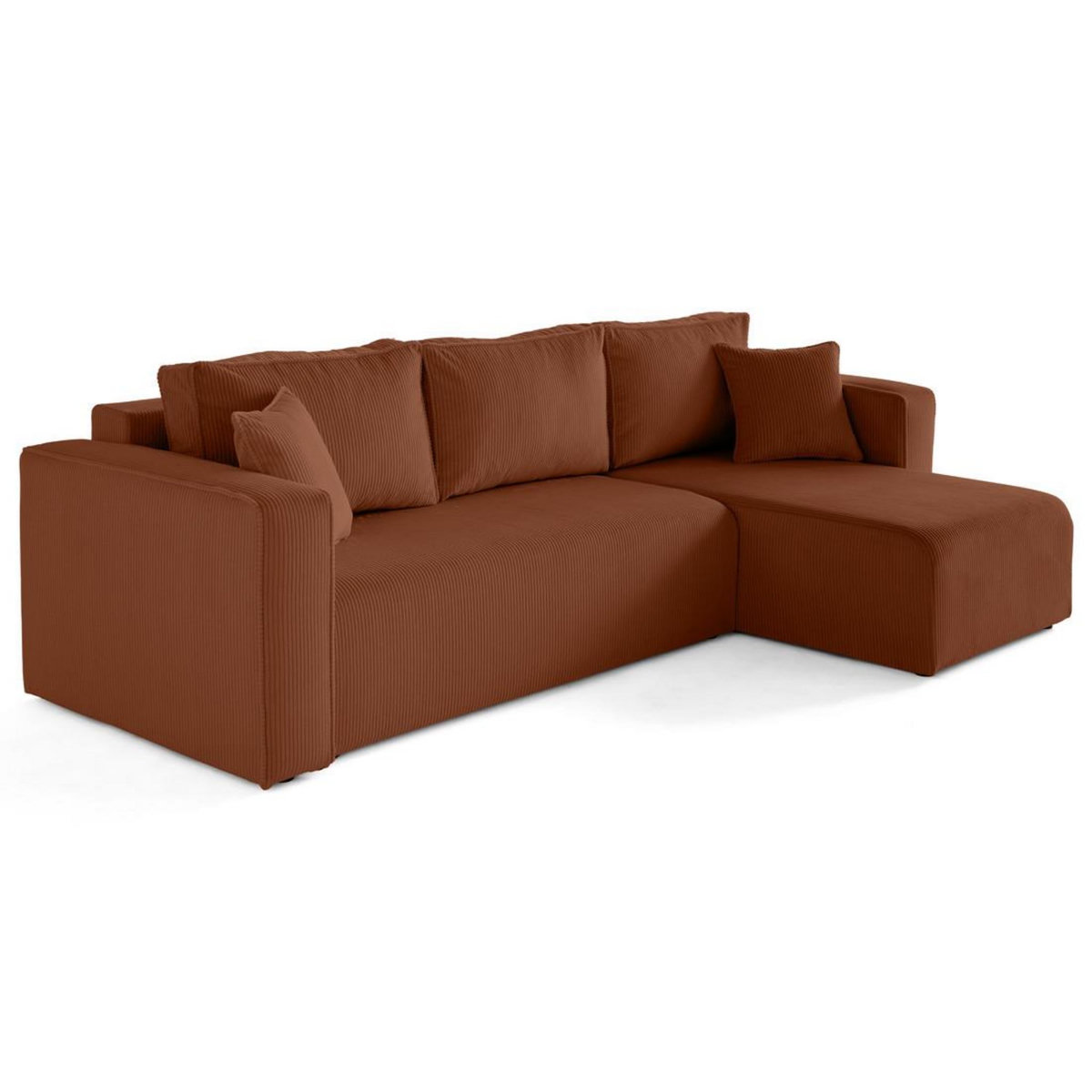 BEST MOBILIER Topaze - canapé d'angle déhoussable réversible 4 places en velours côtelé