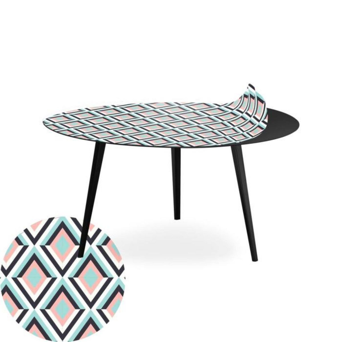 Paris Prix Table Basse 1 Cover  Losanges  90cm Noir