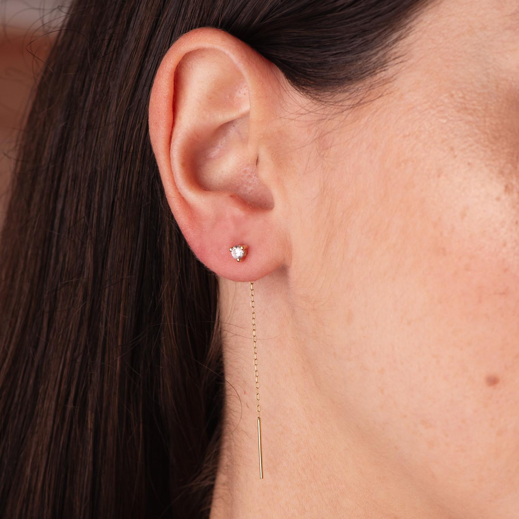 Voir la diapositive 2 : L'ATELIER D'AZUR Boucles d'Oreilles Or 18 Carats 750/000 Jaune Pendantes - Zirconium