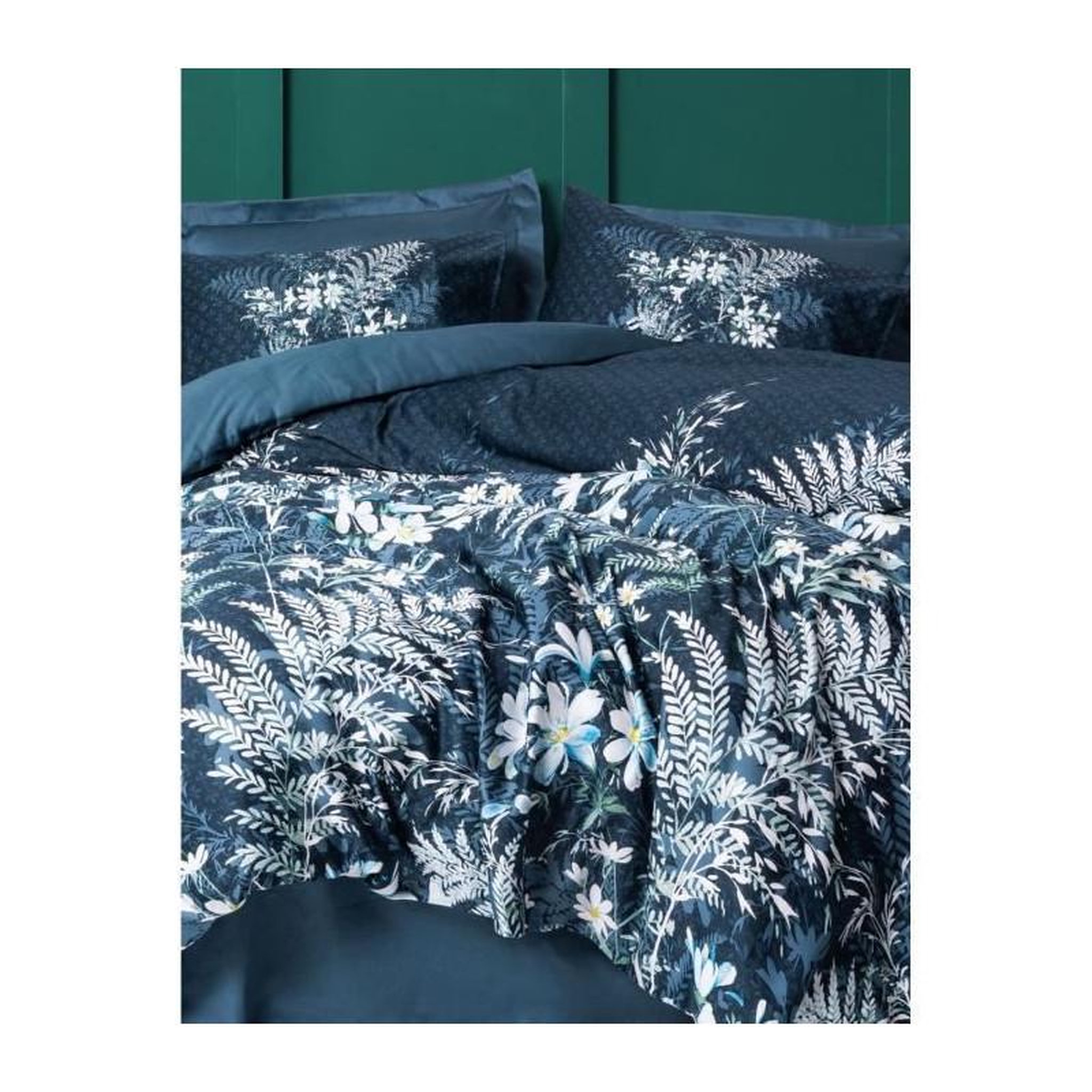 Voir la diapositive 4 : GENERIQUE Parure de lit - 129CTN64856 - 1 housse de couette 220 x 240 cm + 2 taies d'oreiller 60 x 60 cm - Satiné 100% coton - Vert