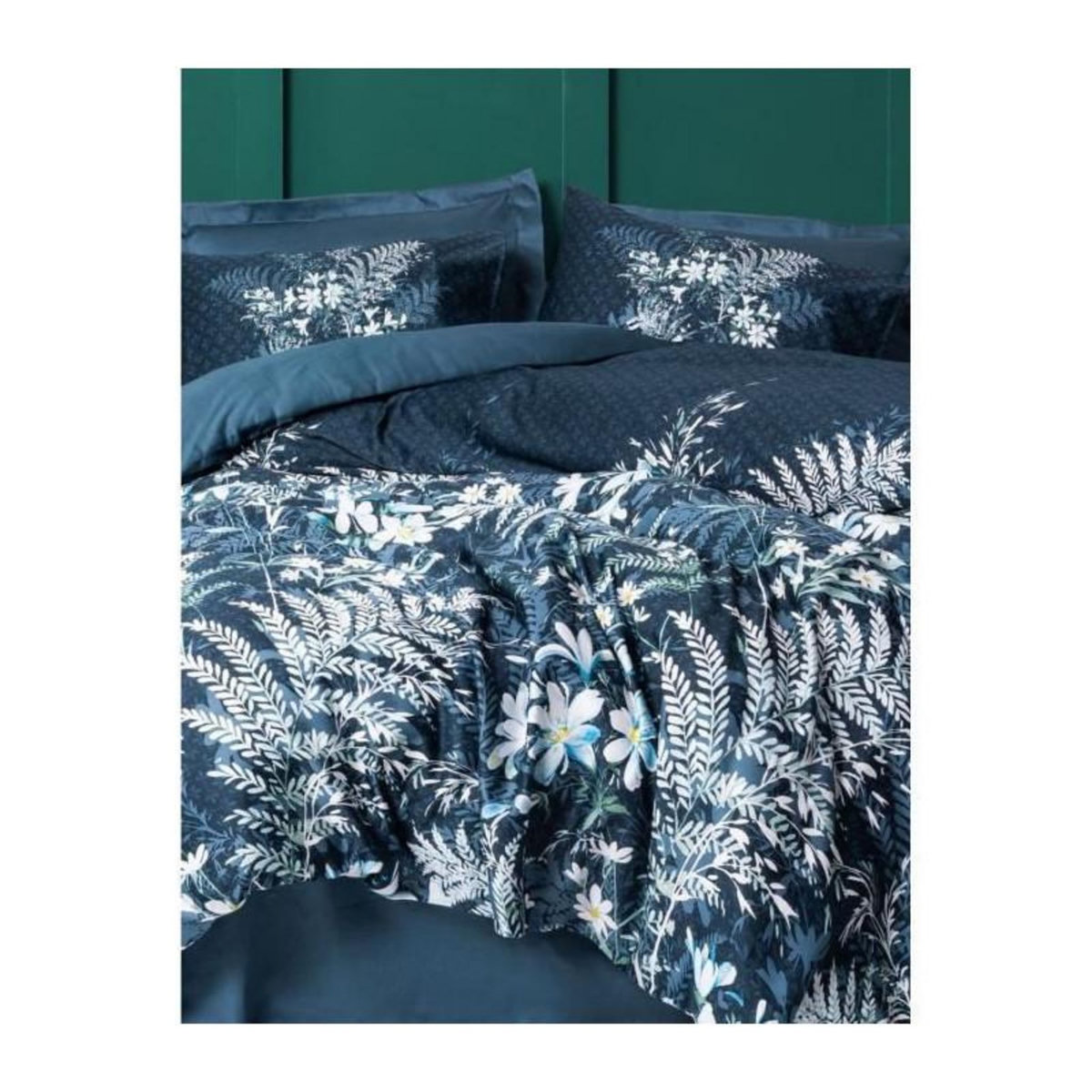 GENERIQUE Parure de lit - 129CTN64856 - 1 housse de couette 220 x 240 cm + 2 taies d'oreiller 60 x 60 cm - Satiné 100% coton - Vert