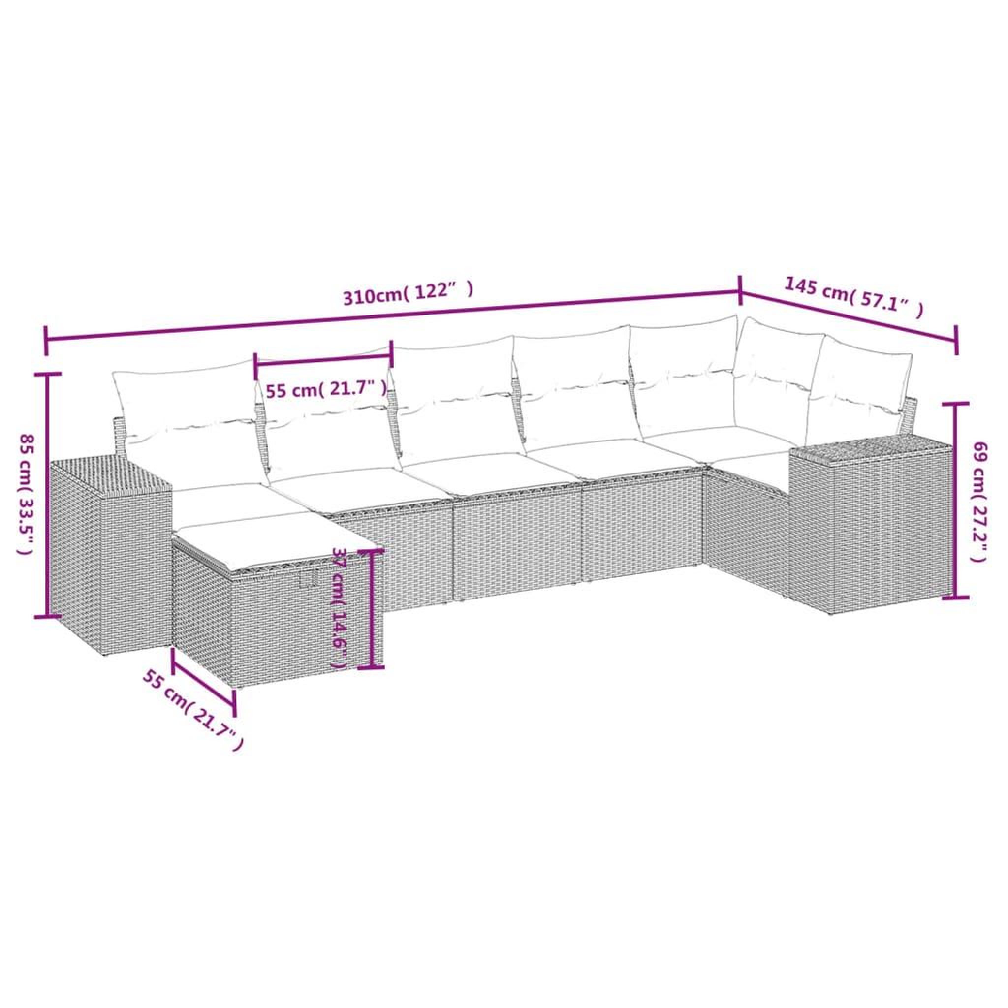Voir la diapositive 4 : VIDAXL Salon de jardin 7 pcs avec coussins noir resine tressee