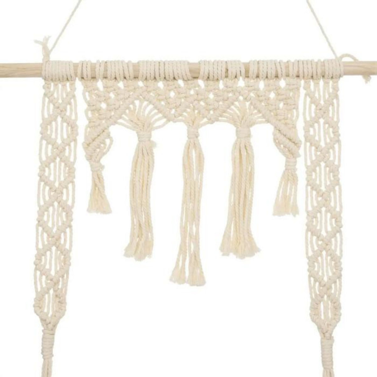 ATMOSPHERA Étagère Murale en Bois  Macramé  80cm Ivoire