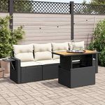VIDAXL Salon de jardin 5 pcs avec coussins noir resine tressee
