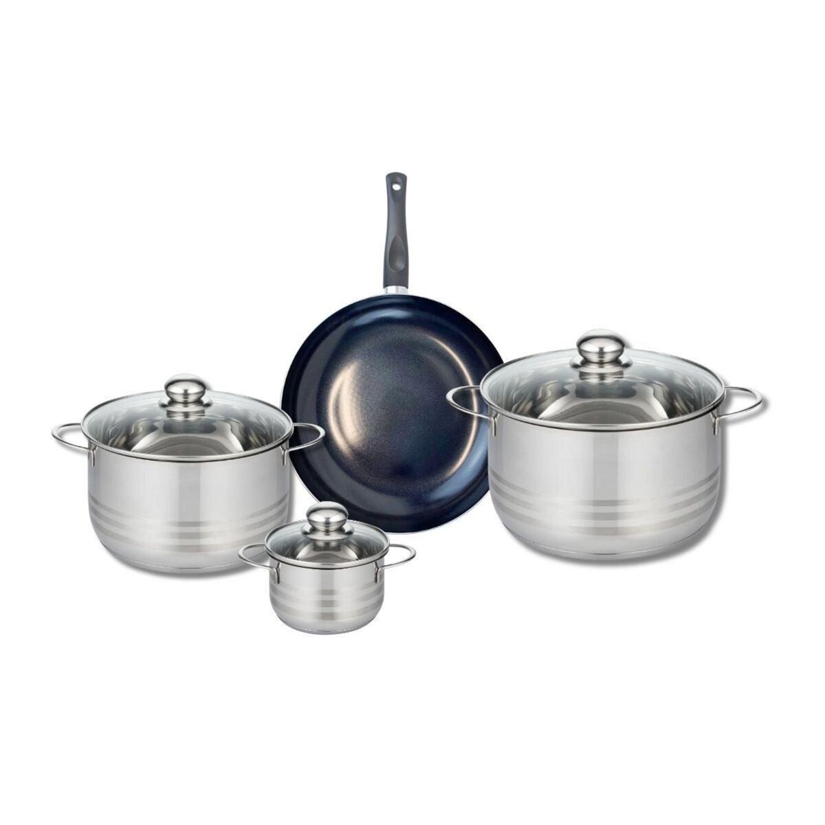 ELO Ensemble de 1 Poêle de cuisson 24 cm et 3 faitouts 12, 20 et 24 cm Elo Prima Brillant