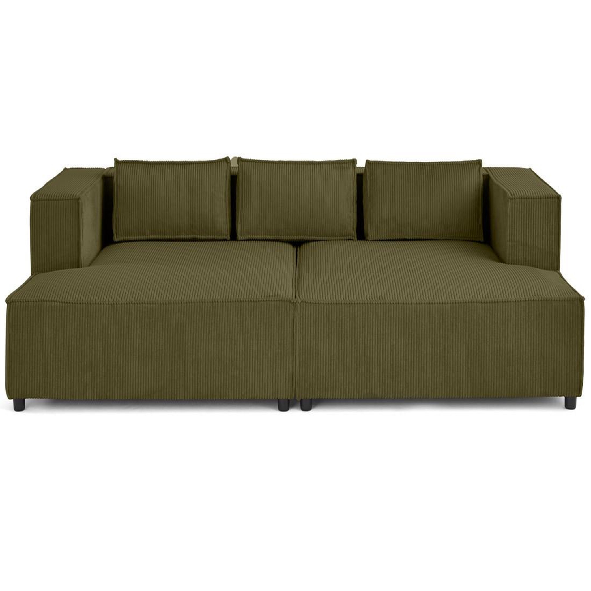 Voir la diapositive 1 : LISA DESIGN Stella - canapé droit 3 places avec double méridienne - assise profonde - en velours côtelé