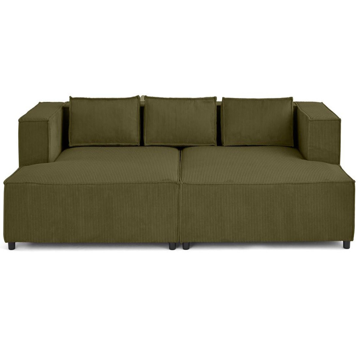 LISA DESIGN Stella - canapé droit 3 places avec double méridienne - assise profonde - en velours côtelé