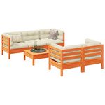 VIDAXL Salon de jardin 6 pcs avec coussins cire marron bois pin massif