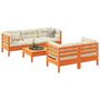 Voir la diapositive 1 : VIDAXL Salon de jardin 6 pcs avec coussins cire marron bois pin massif