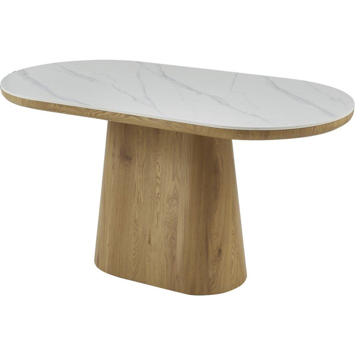 Habitat et Jardin Table de repas en bois ovale en céramique  Bellagio  - 8 places - Blanc et marron