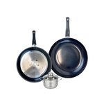 ELO Ensemble de 2 Poêles de cuisson 28 et 32 cm et 1 faitout 12 cm Elo Prima Brillant