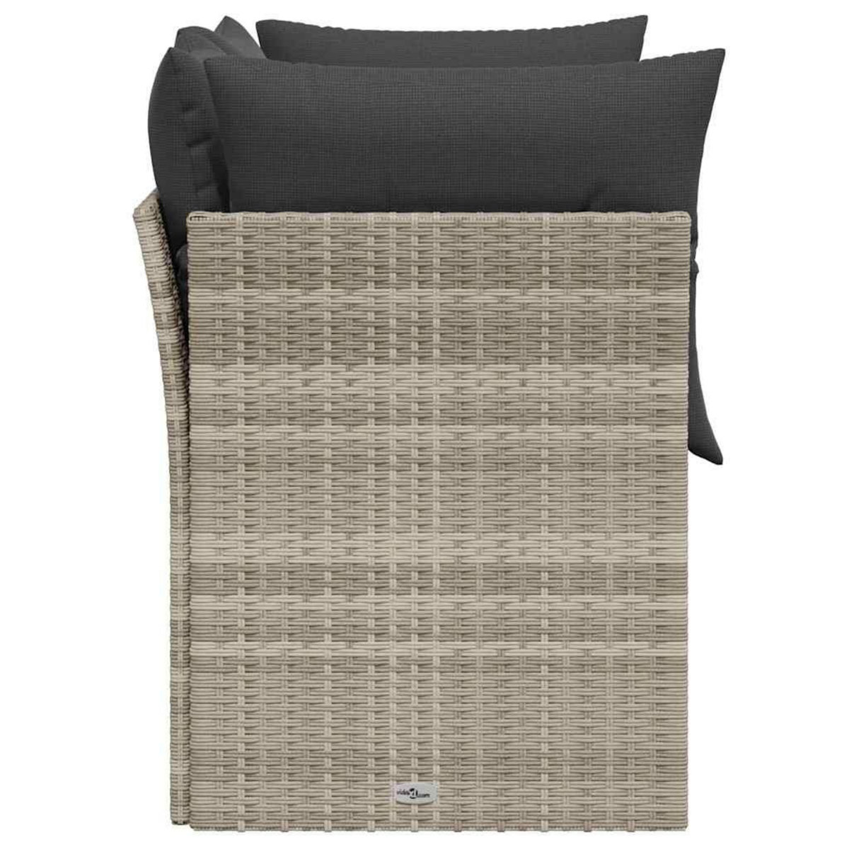 VIDAXL Canape de jardin 2 places et coussins gris clair resine tressee