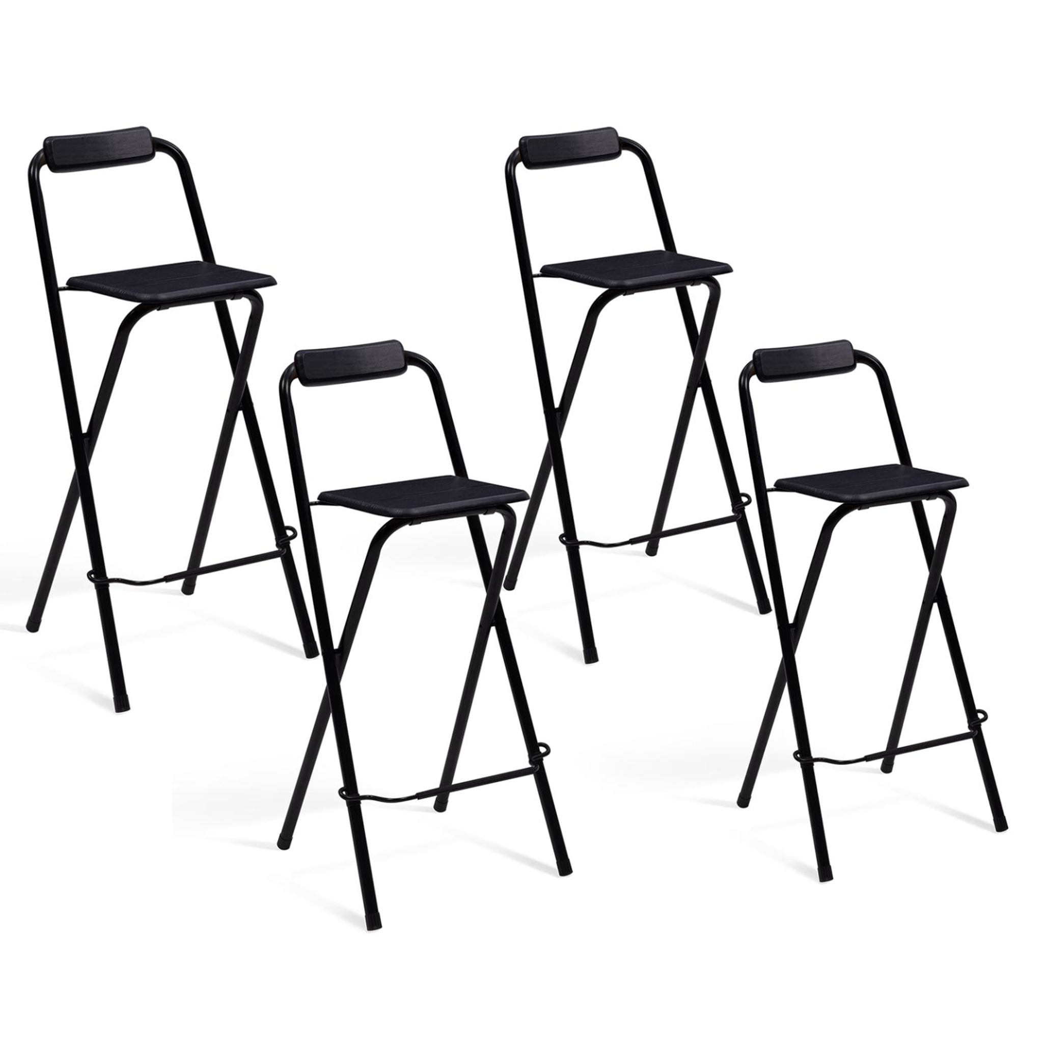 ID MARKET Lot de 4 tabourets de bar pliants delson noirs