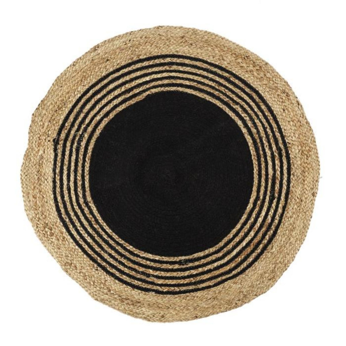 Paris Prix Tapis Rond Déco en Jute  Limo  90cm Noir