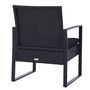 Voir la diapositive 3 : OUTSUNNY Salon de jardin 2 places - 3 pièces 2 chaises avec coussins + table basse - plateau verre trempé - résine tressée 4 fils imitation rotin noir