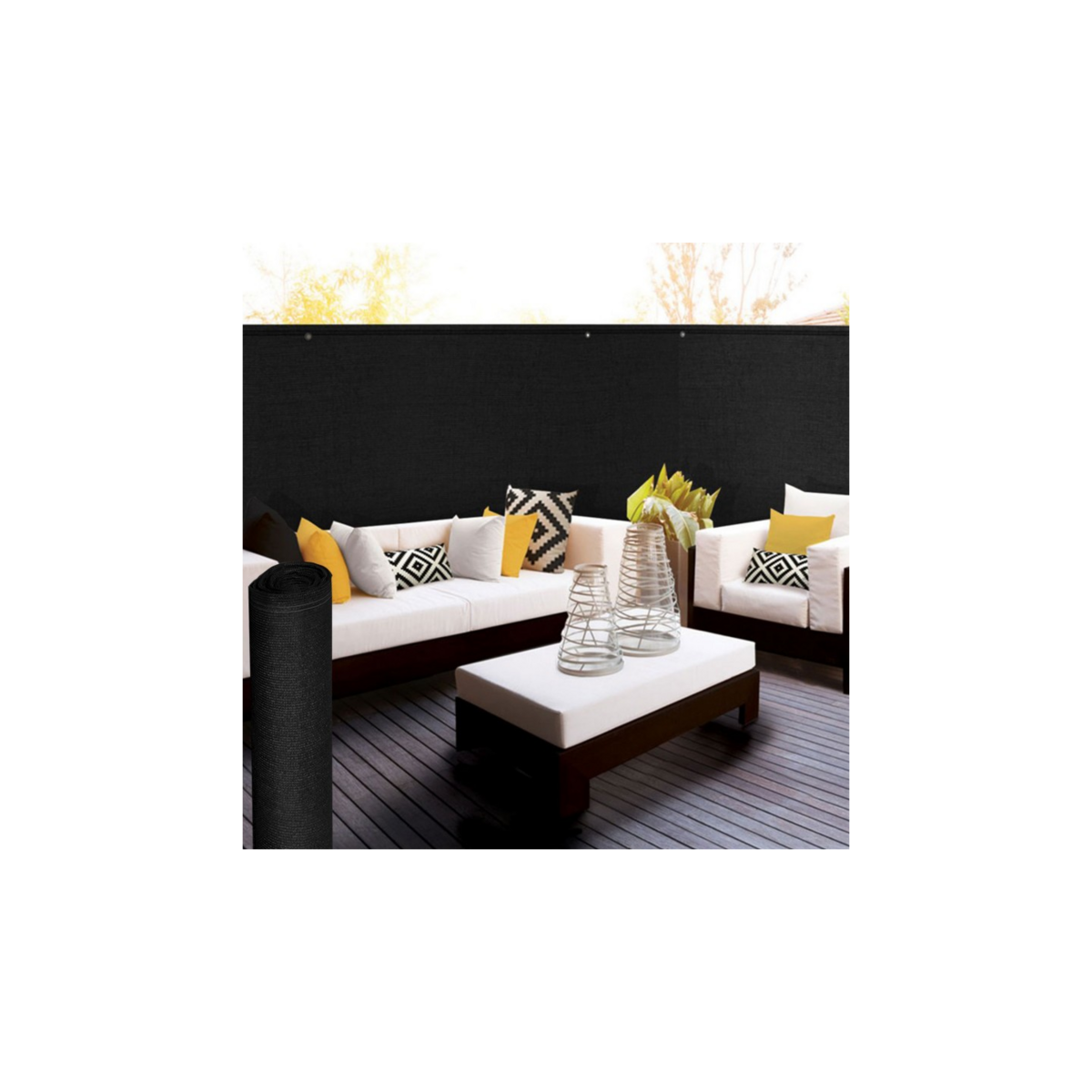 ID MARKET Brise vue haute densité 1,8 x 10 M noir 300 gr/m² qualité PRO