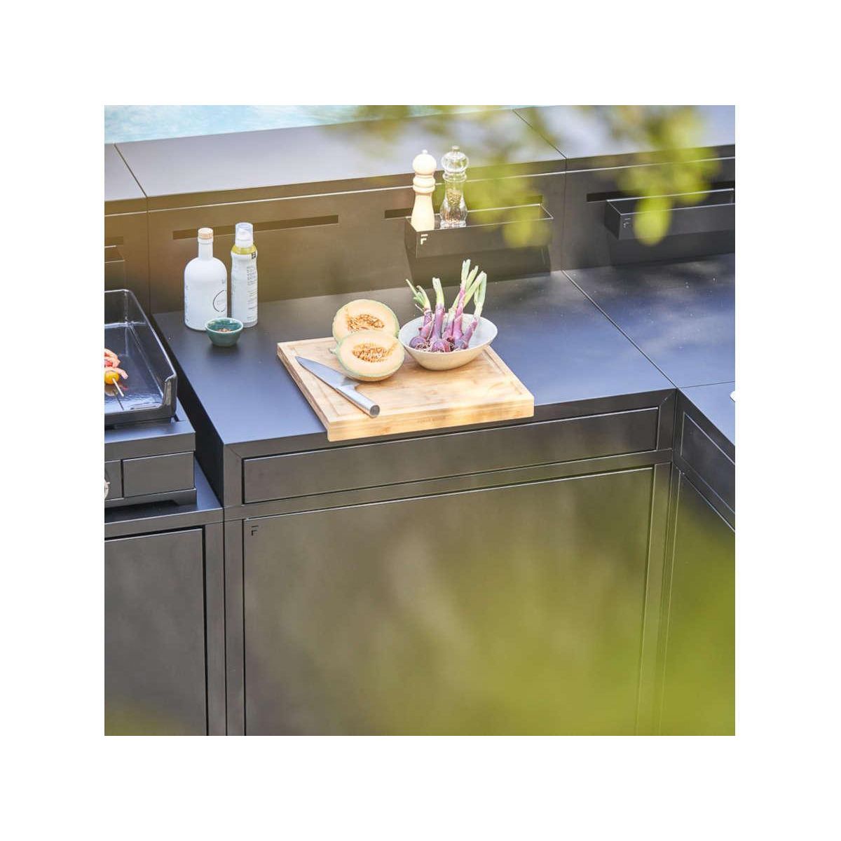 FORGE ADOUR Meuble de cuisine extérieure SDAF CBN desserte acier fermé Comptoir