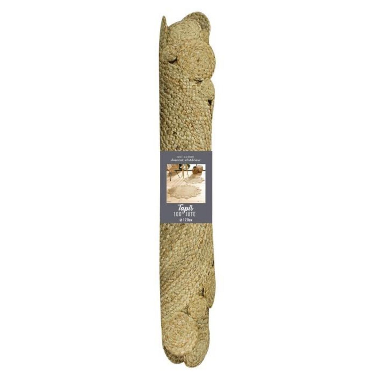 Paris Prix Tapis Déco Rond en Jute  Cordou  120cm Naturel