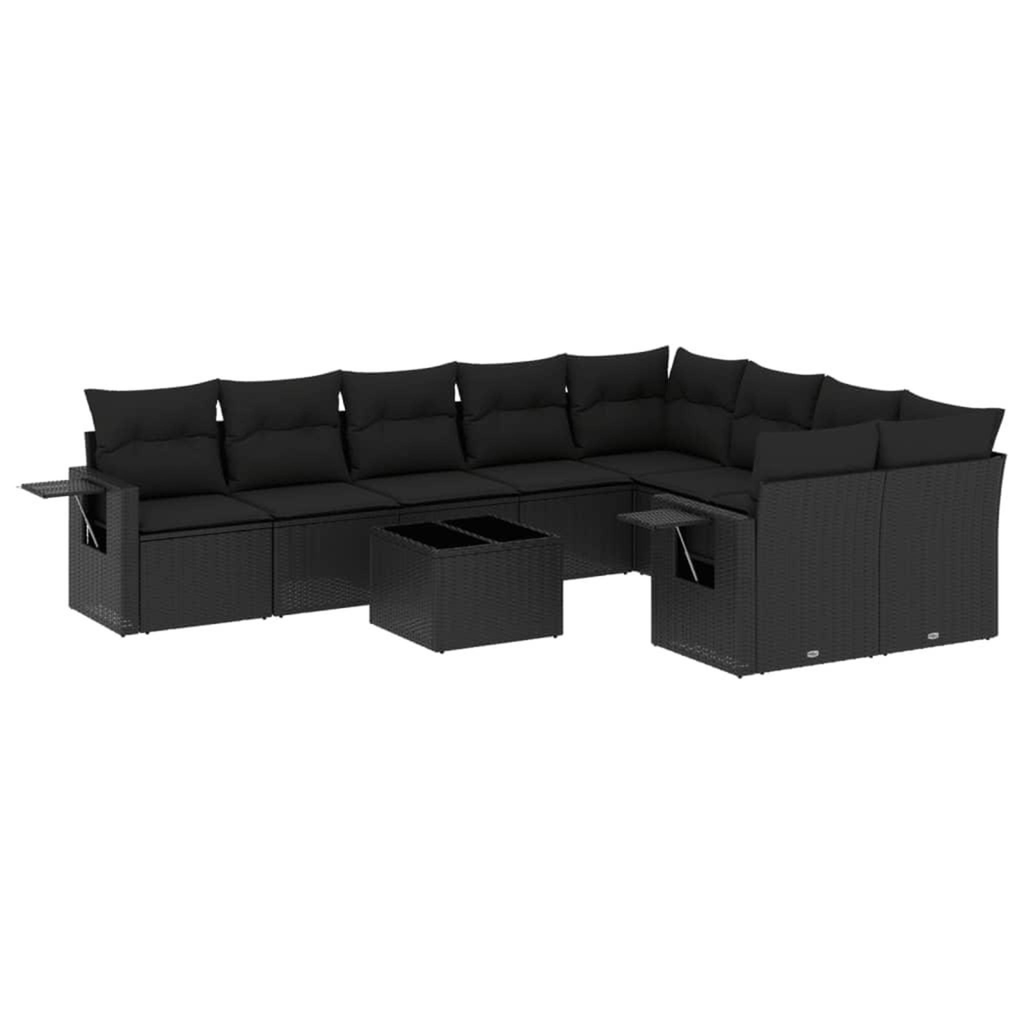 Voir la diapositive 2 : VIDAXL Salon de jardin 10 pcs avec coussins noir resine tressee