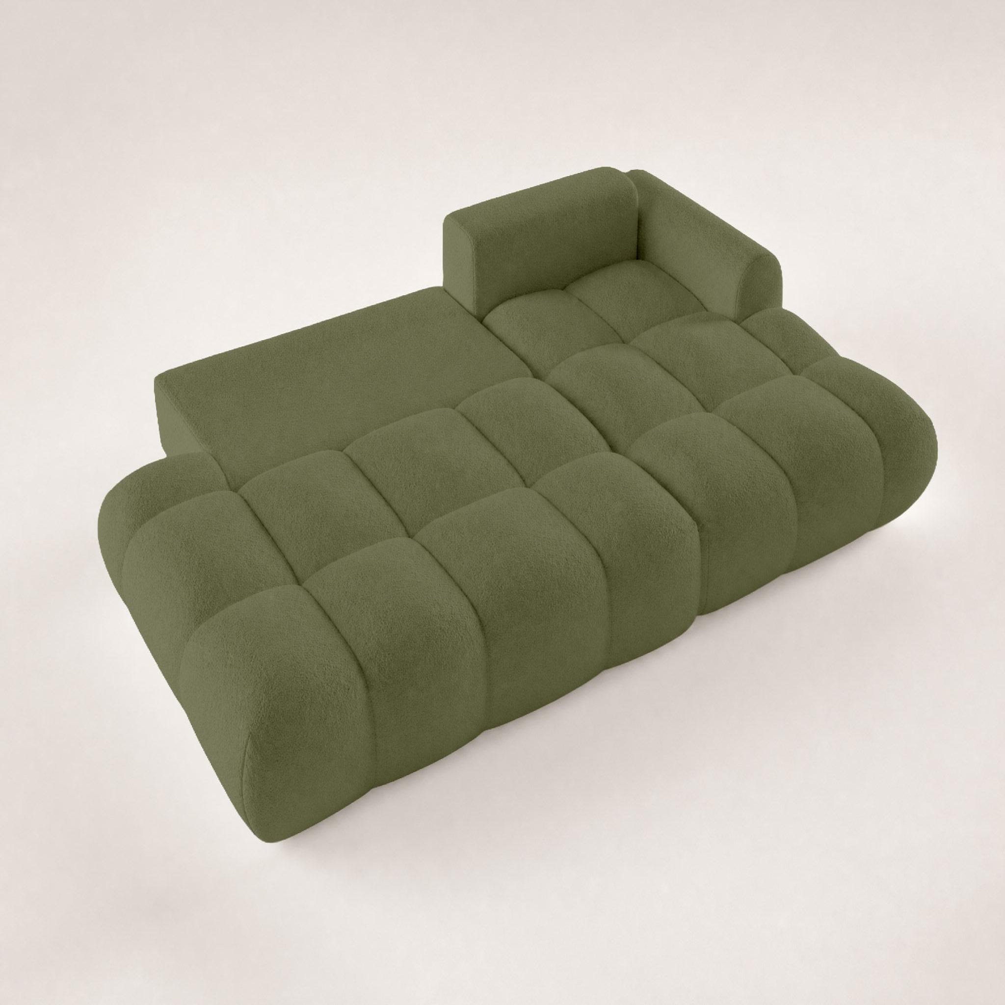 Voir la diapositive 4 : BEST MOBILIER Yulin - canapé d'angle ouvert droit 4 places convertible avec coffre en tissu bouclette
