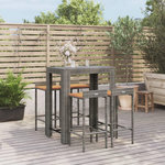 VIDAXL Ensemble de bar jardin 5 pcs gris poly rotin/bois massif acacia