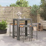 Voir la diapositive 1 : VIDAXL Ensemble de bar jardin 5 pcs gris poly rotin/bois massif acacia