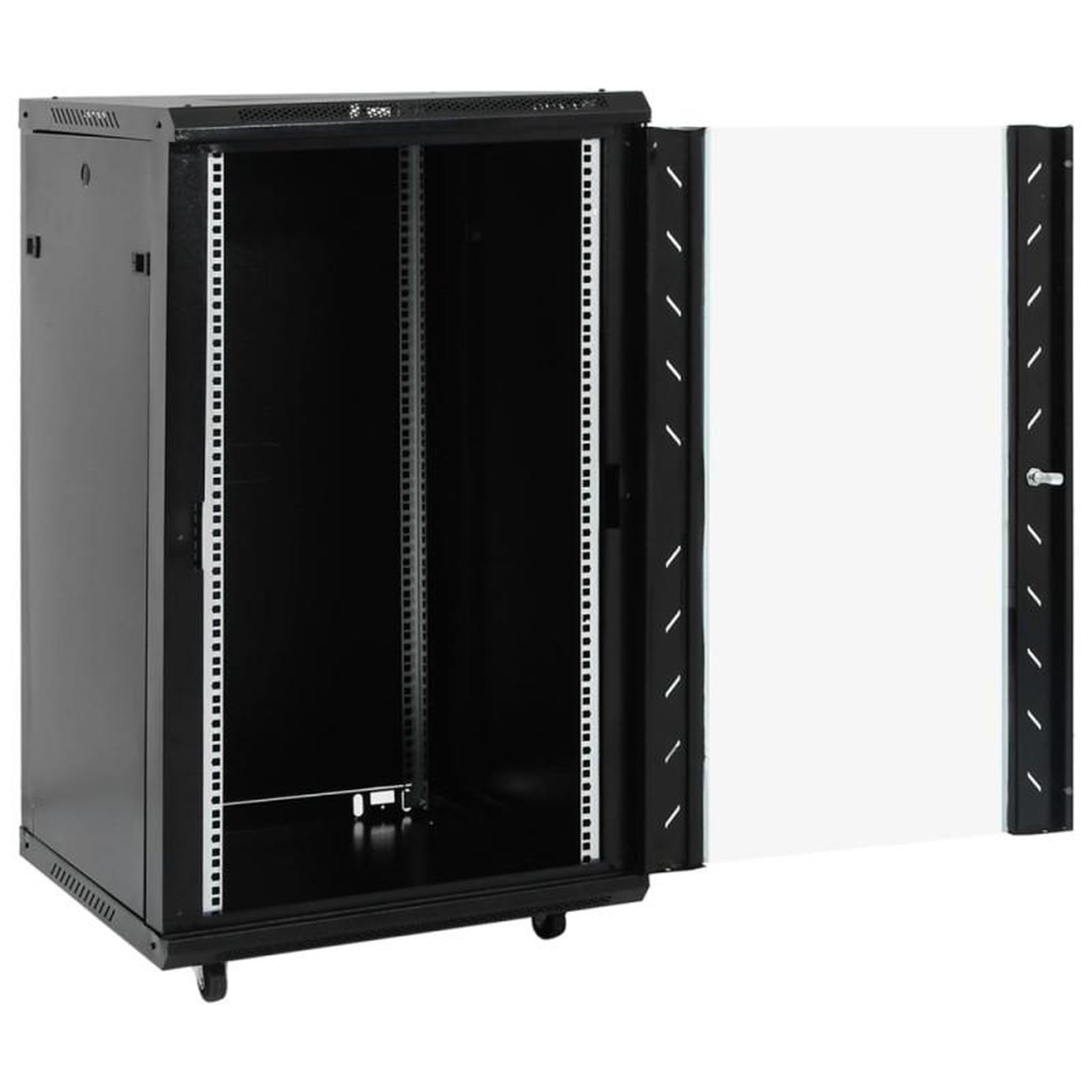 Voir la diapositive 2 : VIDAXL Coffret de réseau à pieds pivotants 18U 19 IP20 60x60x100 cm