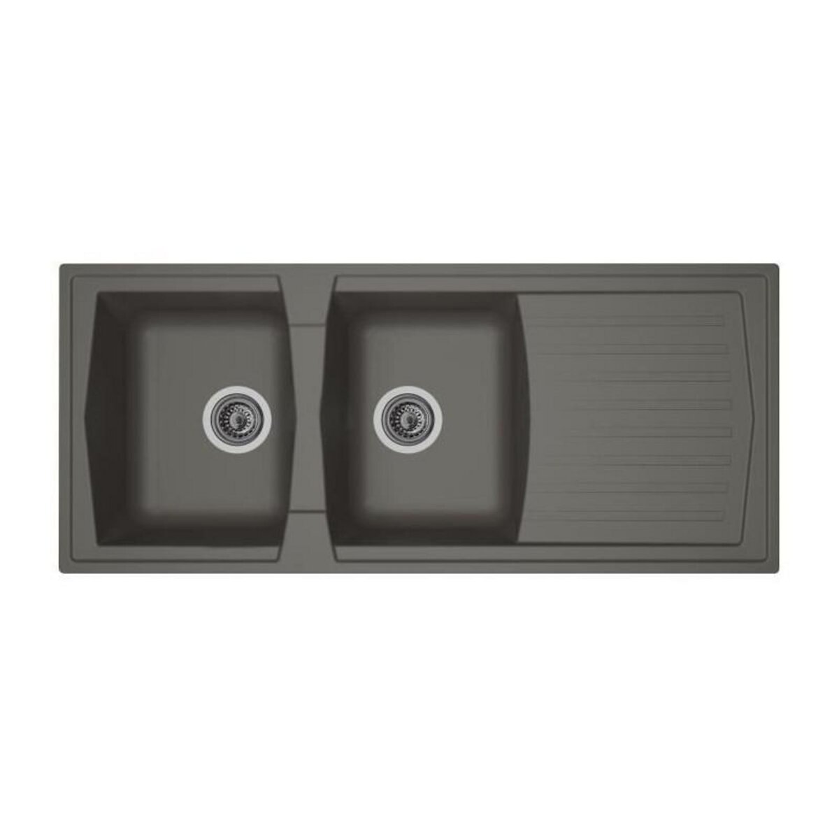 STRADOUR STRADOUR Evier cuisine a encastrer 2 bacs + 1 egouttoir Arena - Resine - 116 x 50 cm - Gris beton