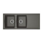 STRADOUR STRADOUR Evier cuisine a encastrer 2 bacs + 1 egouttoir Arena - Resine - 116 x 50 cm - Gris beton