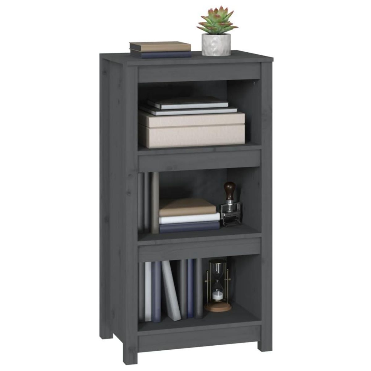 VIDAXL Bibliotheque Gris 50x35x97 cm Bois de pin massif