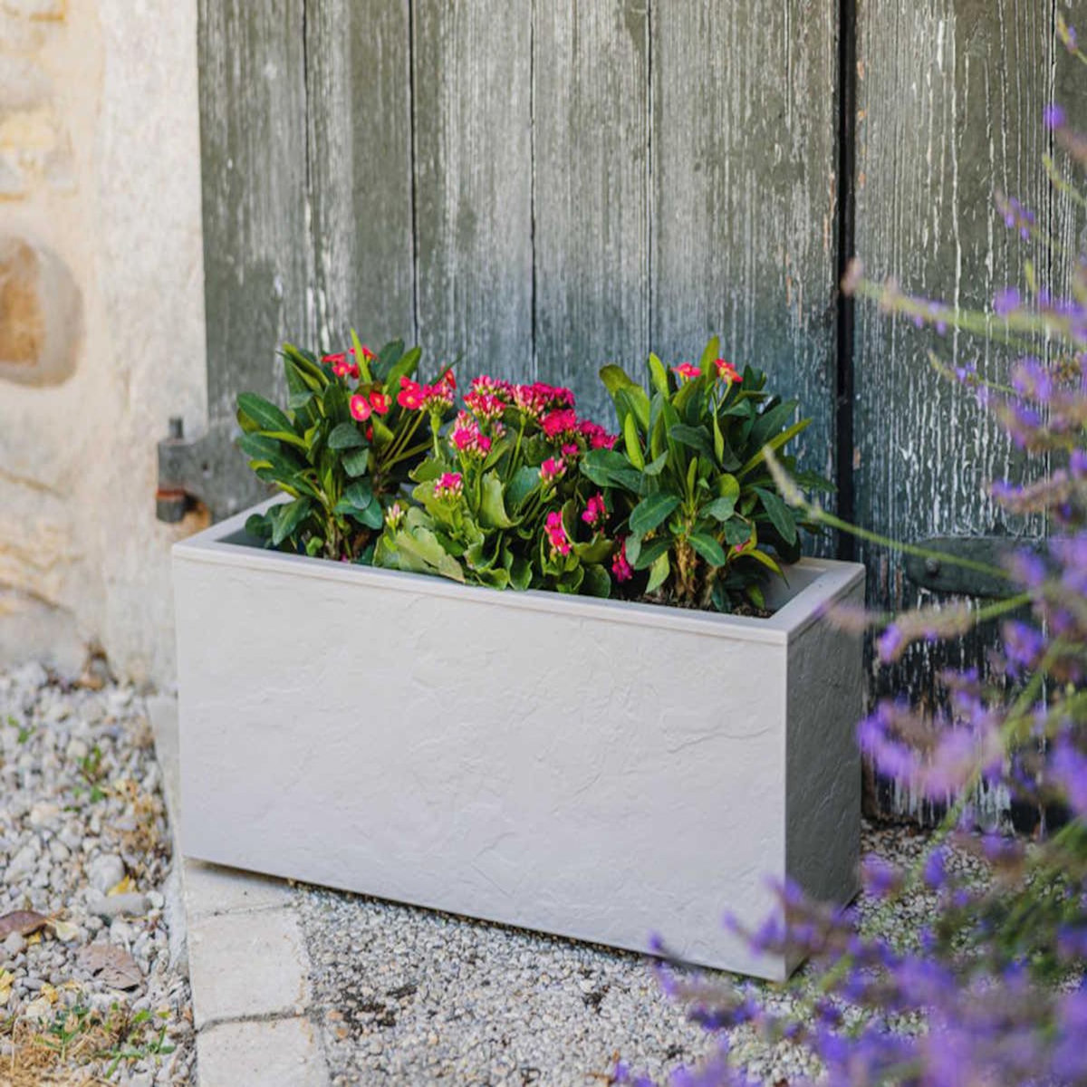 Eda Balconnière rectangulaire Volcania Up effet pierre 25 L - Beige calcaire- Eda