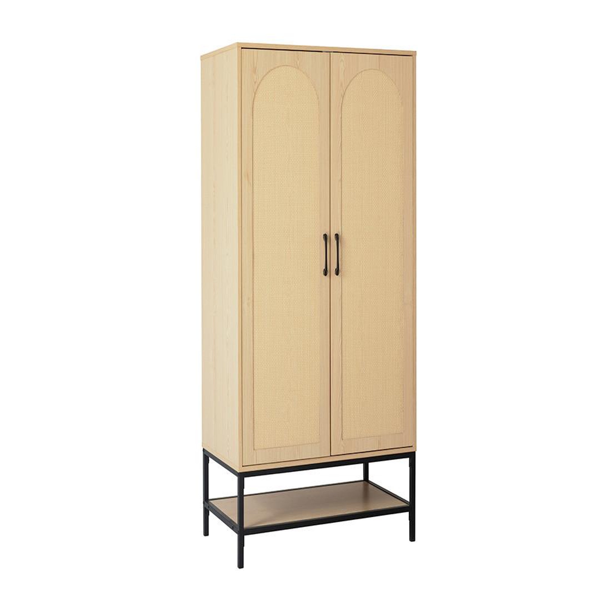 Voir la diapositive 2 : BEST MOBILIER Nagato - armoire - cannage et effet bois - 80 cm